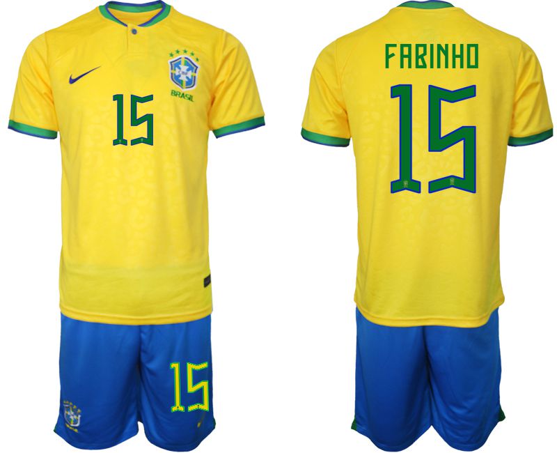 Men 2022 World Cup National Team Brazil home yellow 15 Soccer Jerseys